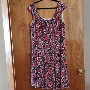 London Times Fit & Flare Dress Watercolor Floral Cap Sleeves Empire Waist 18W